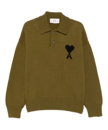 Polo en Laine Vert AMI PARIS