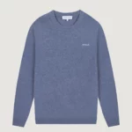 Pull Col Rond En Laine Bleu Brodé Amour MAISON LABICHE
