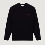 Pull Col Rond En Laine Noir Brodé Grand Cru MAISON LABICHE