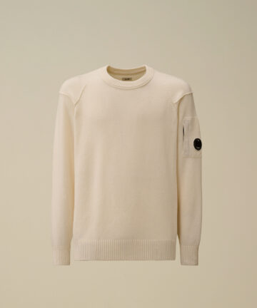 Pull Laine Col Rond Blanc CP COMPANY