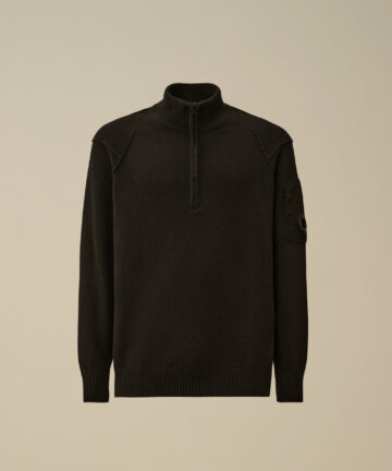 Pull Demi Zip Laine Noir CP COMPANY