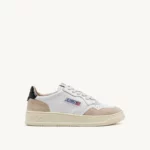 Baskets Medalist Low En Cuir Blanc Et Noir Et Daim Beige AUTRY