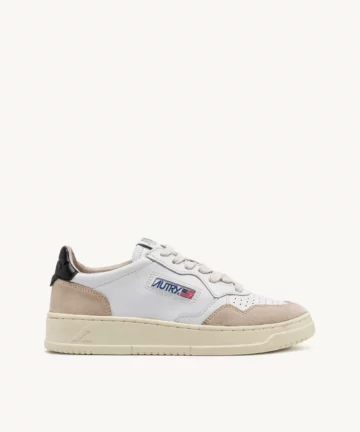 Baskets Medalist Low En Cuir Blanc Et Noir Et Daim Beige AUTRY
