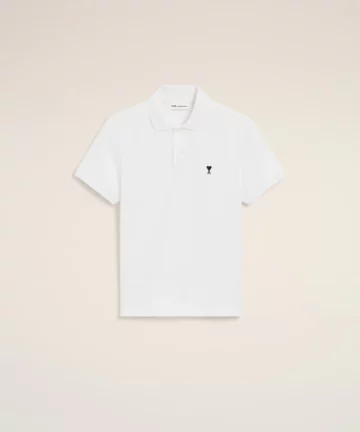 Polo Blanc Ami De Cœur Noir AMI PARIS
