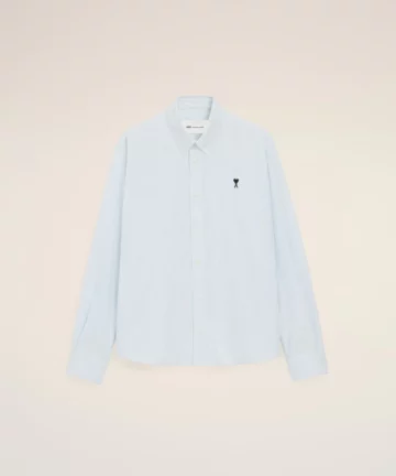 Chemise En Oxford De Coton Bleu Rayé AMI PARIS