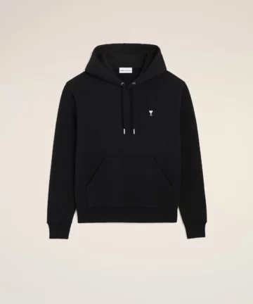 Sweat A Capuche Noir En coton AMI PARIS