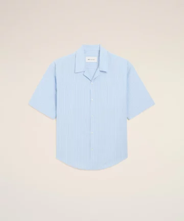 Chemise Boxy Bleu Manches Courtes En Coton AMI PARIS