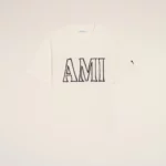 Tee-Shirt Blanc Imprimé Signature AMI PARIS