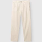 Pantalon Taille Elastiquée En Coton Et Lin Ecru GABBA