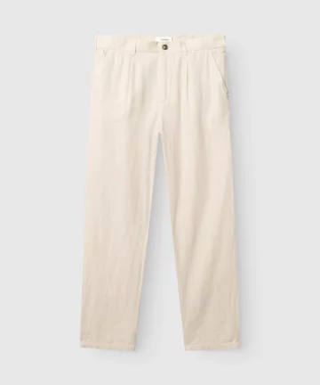 Pantalon Taille Elastiquée En Coton Et Lin Ecru GABBA