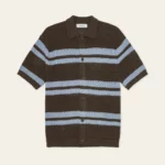 Chemise Manches Courtes En Maille Structurée Marron LES DEUX