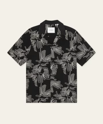 Chemise Manches Courtes Broderie Florale Noir LES DEUX
