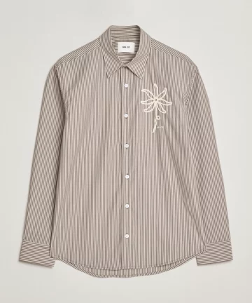 Chemise En Coton Pima Rayé Marron NN07