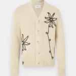 Cardigan Boutons Brodé Motif Fleur Beige NN07