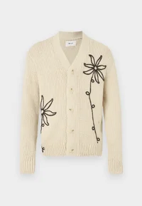 Cardigan Boutons Brodé Motif Fleur Beige NN07