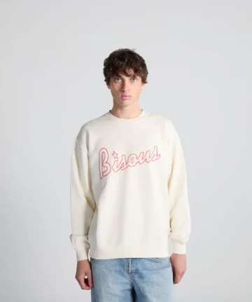 Sweat-Shirt Ecru Sérigraphie Devant BISOUS SKATEBOARDS