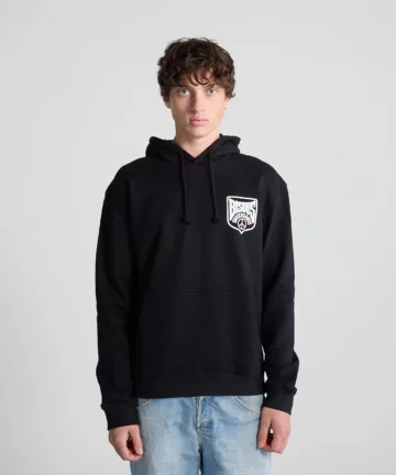 Sweat-Shirt A Capuche Noir Sérigraphie Devant Et Dos BISOUS SKATEBOARD