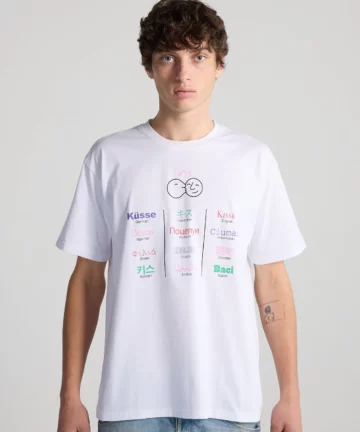 Tee-Shirt Unisexe Blanc Langage Du Corps BISOUS SKATEBOARDS