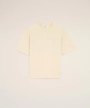 Tee-Shirt Ecru Cœur Embossé AMI PARIS