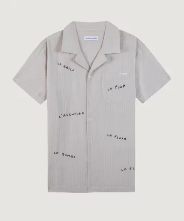 Chemise Manches Courtes Col Requin Gris MAISON LABICHE