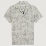 Chemise En Jacquard Imprimé Palmiers Bleu MAISON LABICHE