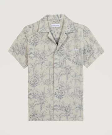 Chemise En Jacquard Imprimé Palmiers Bleu MAISON LABICHE