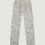 Pantalon En Jacquard Imprimé Palmiers Bleu MAISON LABICHE