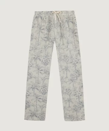 Pantalon En Jacquard Imprimé Palmiers Bleu MAISON LABICHE