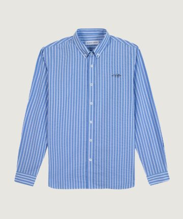 Chemise Rayée Brodée OUT OF OFFICE Bleu MAISON LABICHE