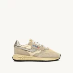 Baskets Femme Reelwind En Nylon Suédé Et Cuir Ecru Et Platine AUTRY