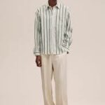 Chemise Rayée En Viscose Blanc/Vert NN07