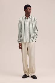 Chemise Rayée En Viscose Blanc/Vert NN07