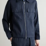 Veste Zippée Lin Et Viscose Marine NN07