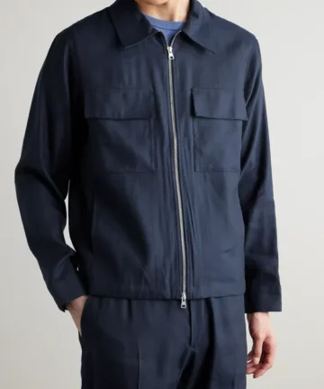 Veste Zippée Lin Et Viscose Marine NN07