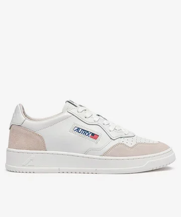 MEDALIST LOW EN CUIR ET DAIM BLANC AUTRY