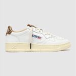 Baskets Médalist En Cuir Lisse Blanc Imprimé Dos Léopard AUTRY