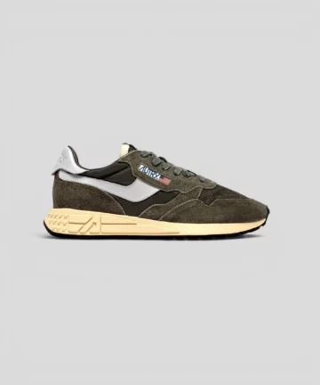 Baskets Reelwind Low En Nylon Et Daim Kaki Et Blanc AUTRY