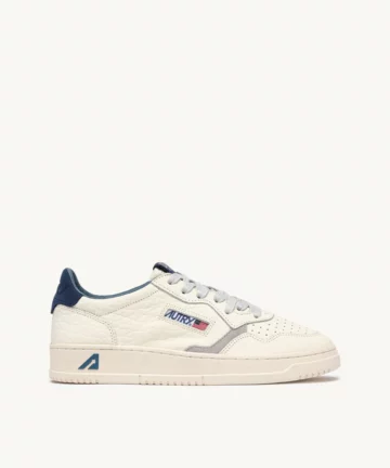 Baskets Médalist En Cuir Blanc Et Bleu AUTRY