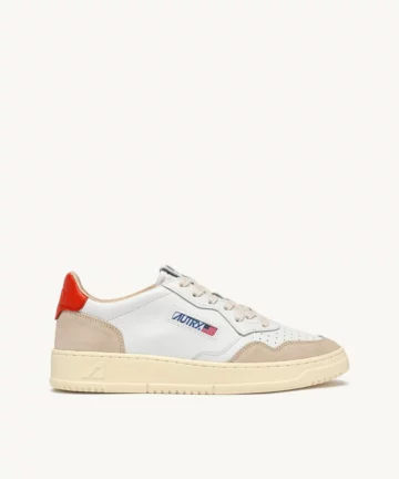 Medalist Low En Daim Et Cuir Blanc Et Orange AUTRY