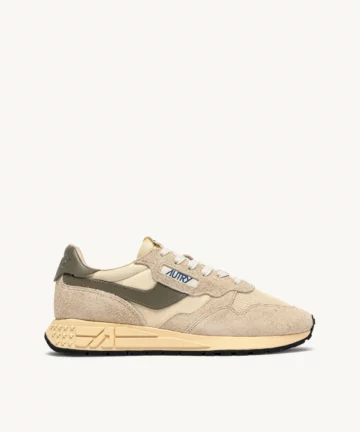 Baskets Reelwind Low En Nylon Et Daim Ecru Et Kaki AUTRY
