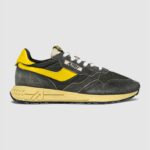 Baskets Reelwind Low En Nylon Et Daim Kaki Et Jaune AUTRY