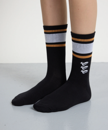 Chaussettes noir orange BISOUS SKATEBOARDS